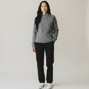 Blarney Aran Originals Ireland 100% Merino Wool Gray 3 Button Sweater Small